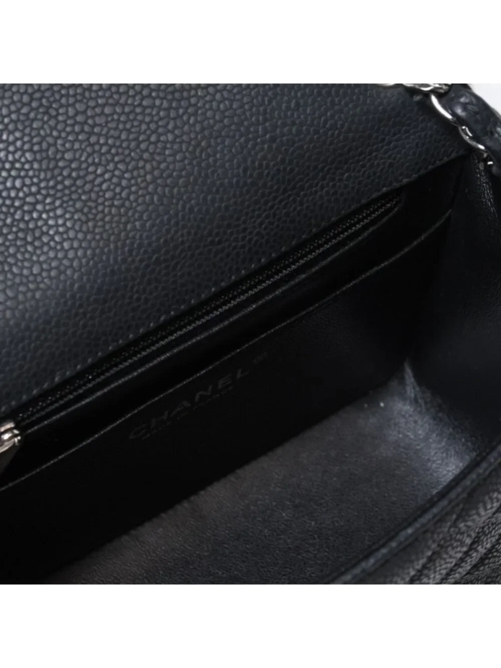 Chanel Mini Quilted 17 Chain Shoulder Bag CC Logo Caviar Leather Black